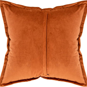 Dark Orange Decorative Velvet Throw Pillow Cover with Cloth Texture Patchwork Cushion Case Modern 18X18 Inch Pillowcase for Sofa Couch Bedroom Living Room Home Decor