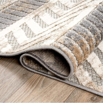 Distressed Geometric Indoor/Outdoor Area Rug 7'10" X 10' Beige