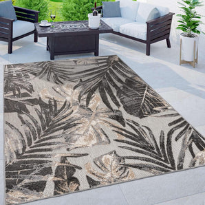 Tropical Floral Leaves Indoor/Outdoor Area Rug 5' X 7' Gray