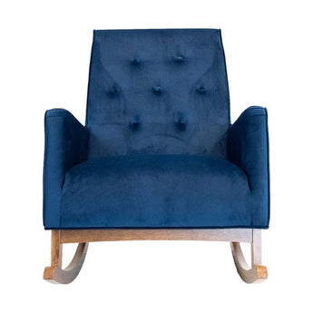 Mid-Century Modern Collin Rocking Chair, Blue Velvet