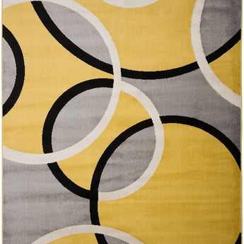 Contemporary Abstract Circles Easy Maintenance for Home Office,Living Room,Bedroom,Kitchen Soft Area Rug 10' X 14' Yellow