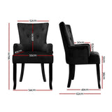 Dining Chairs French Provincial Chair Velvet Fabric Timber Retro Black-1