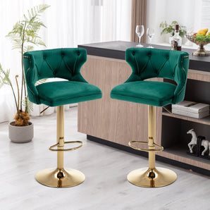 Set of 2 Modern Fashionable Velvet Bar Stools-1