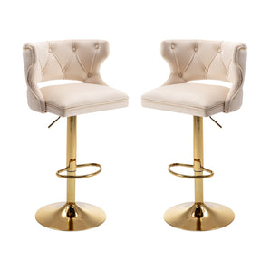 Set of 2 Modern Fashionable Velvet Bar Stools-0