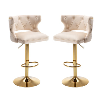 Set of 2 Modern Fashionable Velvet Bar Stools-0