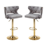 Set of 2 Modern Fashionable Velvet Bar Stools-0