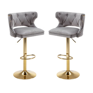 Set of 2 Modern Fashionable Velvet Bar Stools-0