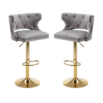 Set of 2 Modern Fashionable Velvet Bar Stools-0