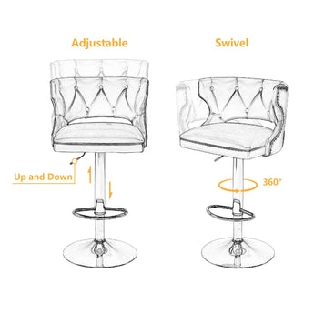 Set of 2 Modern Fashionable Velvet Bar Stools-13