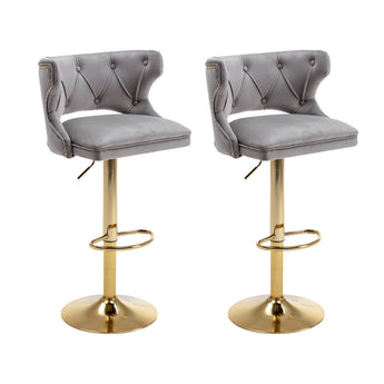 Set of 2 Modern Fashionable Velvet Bar Stools-12