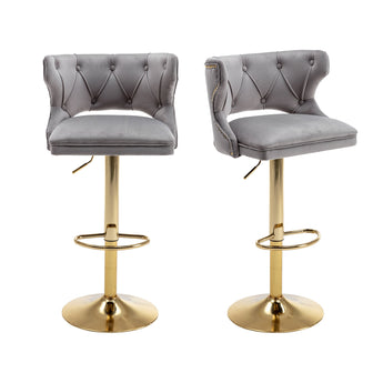 Set of 2 Modern Fashionable Velvet Bar Stools-11