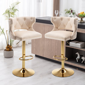 Set of 2 Modern Fashionable Velvet Bar Stools-1