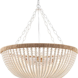 5 Lights Bohemia Wood Beaded Chandelier 