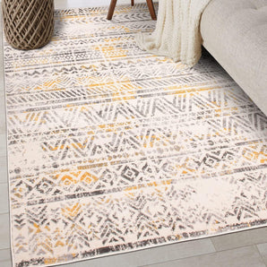 Geometric Boho Perfect for High Traffic Areas of Your Living Room,Bedroom,Home Office,Kitchen Area Rug 5' X 7' Yellow