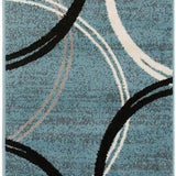 Modern Wavy Circles Design Runner Rug 2' X 10' Blue