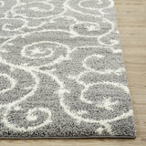 Cozy Contemporary Scroll L.Grey-White 5'3" X 7'3" Indoor Shag Area Rug