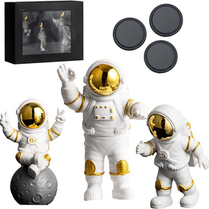 6Pcs Astronaut Gold Statue Ornament Astronaut Decor for Room Office Home Music Table Gift (Gold)