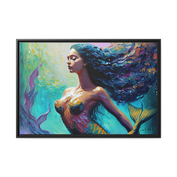 Mermaid Canvas Wall Art with Frame - by Queennoble