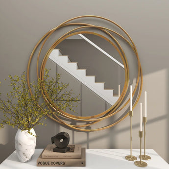 Metal Room Wall Mirror with Overlapping Circles