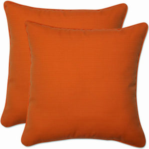 Pompeii Solid Throw Pillows, Weather and Fade Resistant- 18.5" X 18.5", Orange, 2 Count