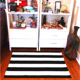 Striped Black and White Rug - 28X44 Inches Black and White Door Mat, Black and White Striped Rug for Layering Welcome Mats for Front Door, Farmhouse Door Mat, Black and White Outdoor Rug