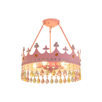 Nordic Led Crystal Chandelier Cartoon Crown Dimming - dasherdecor