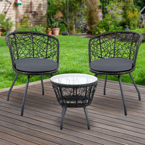 Outdoor Patio Table & Chairs - Black-0