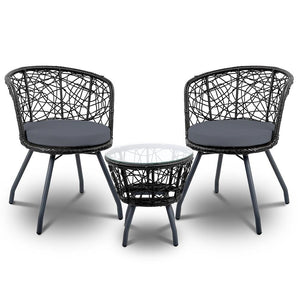 Outdoor Patio Table & Chairs - Black-1