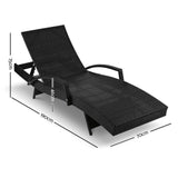 Twin Pack - Outdoor Sun Lounge Chairs with Cushions (Black)-5