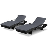 Twin Pack - Outdoor Sun Lounge Chairs with Cushions (Black)-4