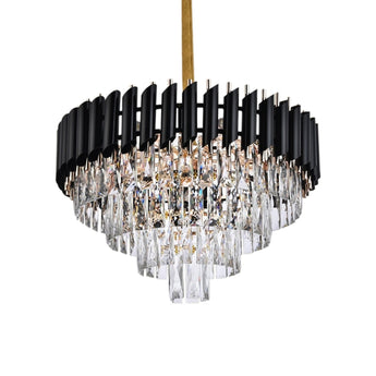 Black and Gold Hanging Crystal Chandeliers Light Fixture ~4803-27