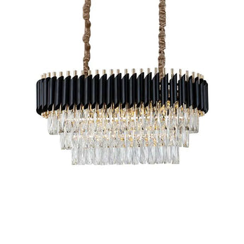 Black and Gold Hanging Crystal Chandeliers Light Fixture ~4803-9