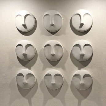 Matte White Round Face Wall Sculpture-3